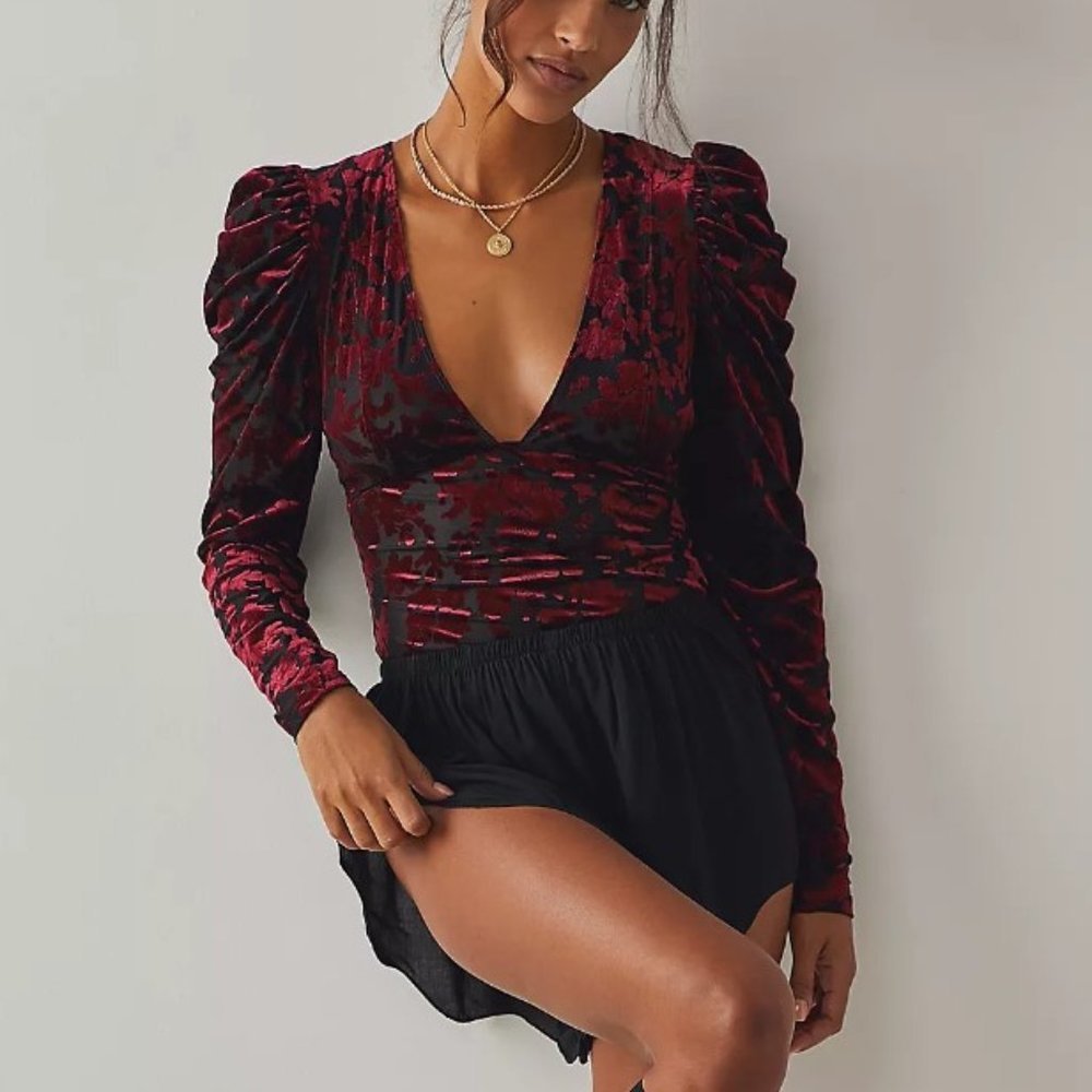 Free People Magic Hour Bodysuit in Midnight Combo Size S